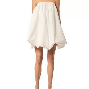 Interior Augie White Strapless Cotton Balloon Minidress